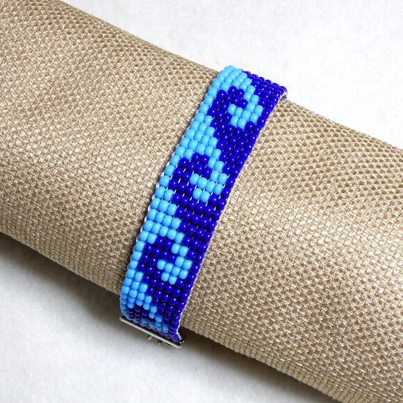 Blue Wave bead bracelet, blue-blue, handmade, 30% to Democratic Party of GA! - Picture 3 of 6